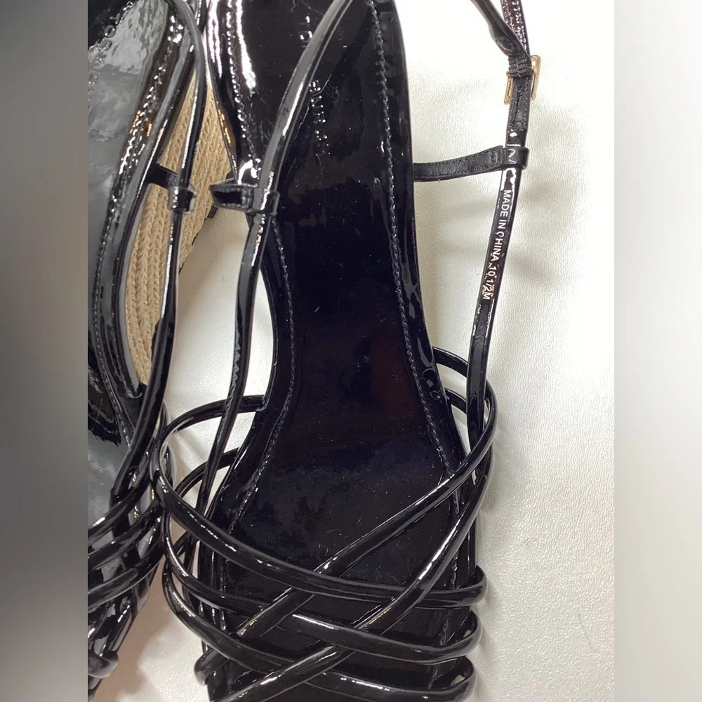 Tory Burch Black Multi Strap 75MM Wedge Sandals‎ Size 9